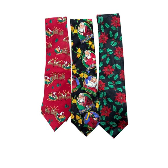 Set Of 3 Men's Vintage Christmas Ties - Picture 1 of 9